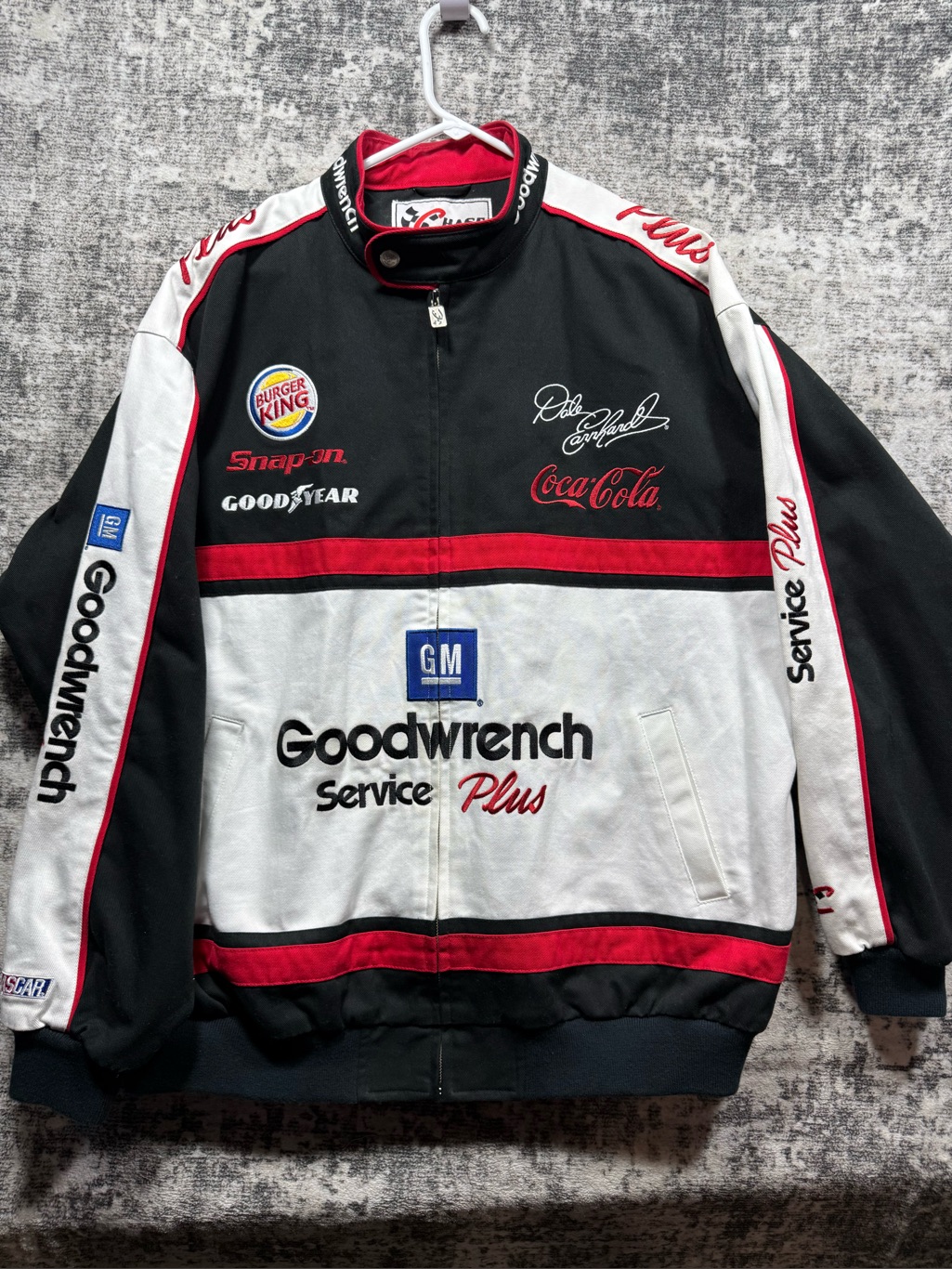 Chaser Black, White & Red Racing Logo Bomber Jacket